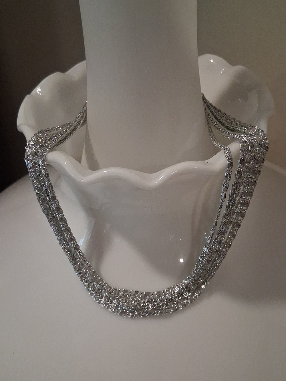 Silvertone Multi-Strand Chain Necklace Sarah Cov